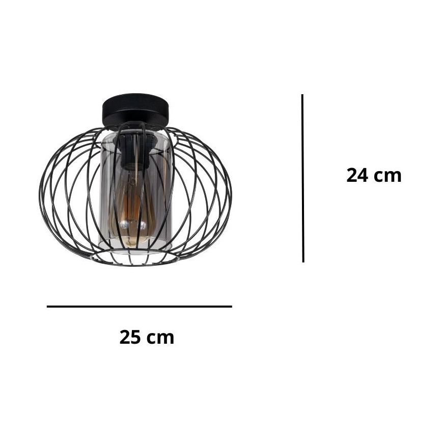 Πλαφονιέρα οροφής CORRINI 1xE27/60W/230V διάμετρος 25 cm μαύρο/γκρι