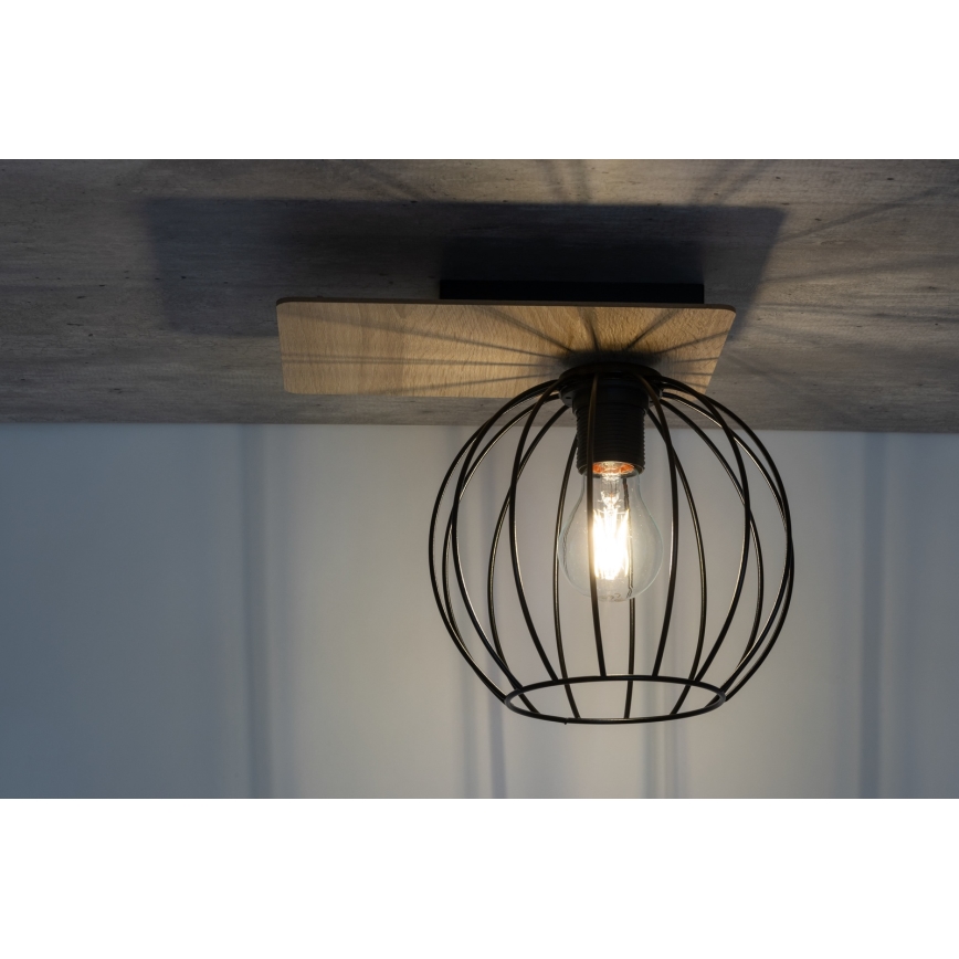 Πλαφονιέρα οροφής  CYBER 1xE27/60W/230V ξύλο/μαύρο