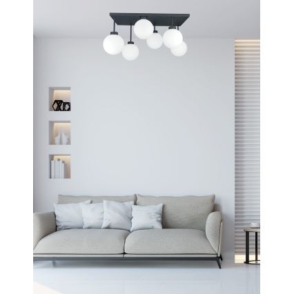 Πλαφονιέρα οροφής DEA 6xE14/60W/230V μαύρο/λευκό
