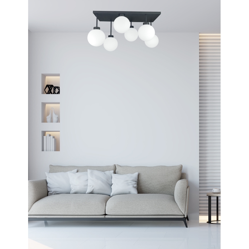 Πλαφονιέρα οροφής DEA 6xE14/60W/230V μαύρο/λευκό