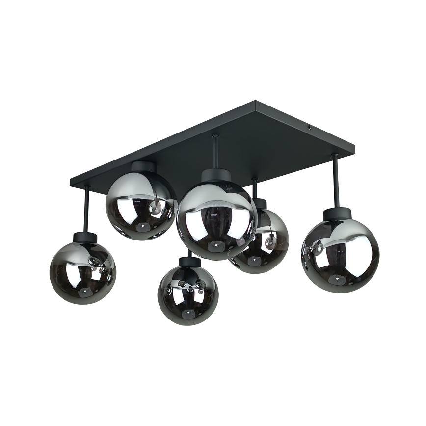 Πλαφονιέρα οροφής DEA 6xE14/60W/230V μαύρο/φιμέ μαύρο