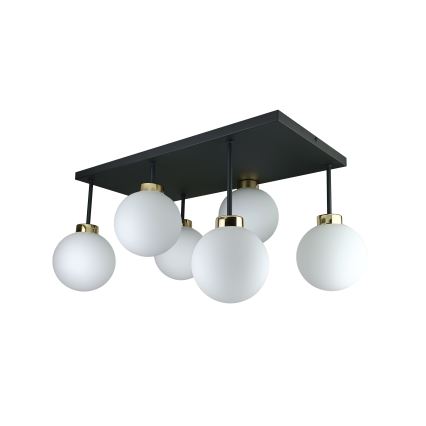 Πλαφονιέρα οροφής DEA 6xE14/60W/230V μαύρο/χρυσό/λευκό