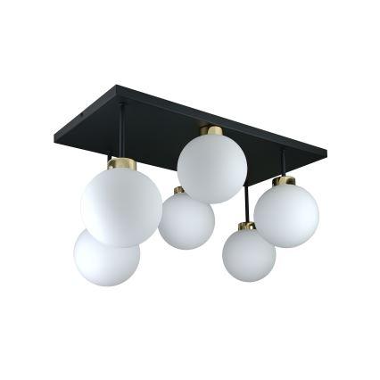 Πλαφονιέρα οροφής DEA 6xE14/60W/230V μαύρο/χρυσό/λευκό