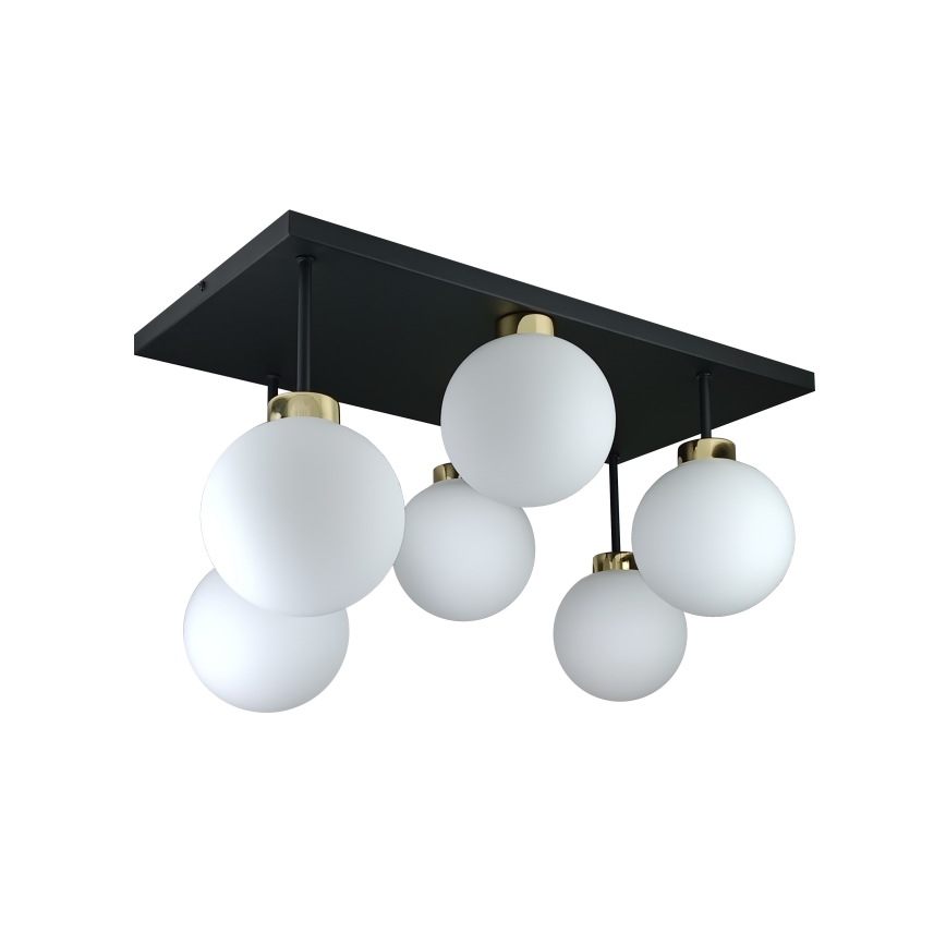 Πλαφονιέρα οροφής DEA 6xE14/60W/230V μαύρο/χρυσό/λευκό