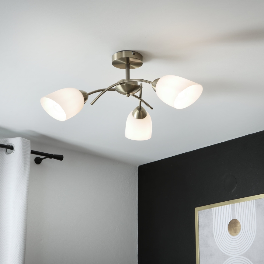 Πλαφονιέρα οροφής DONNA 3xE27/60W/230V πατίνα