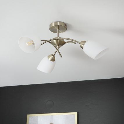 Πλαφονιέρα οροφής DONNA 3xE27/60W/230V πατίνα