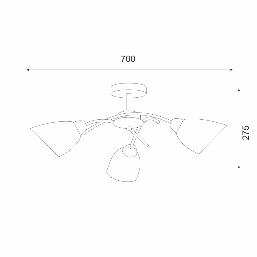 Πλαφονιέρα οροφής DONNA 3xE27/60W/230V πατίνα