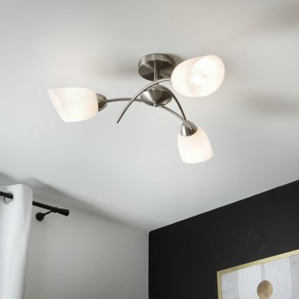 Πλαφονιέρα οροφής DONNA 3xE27/60W/230V νίκελ