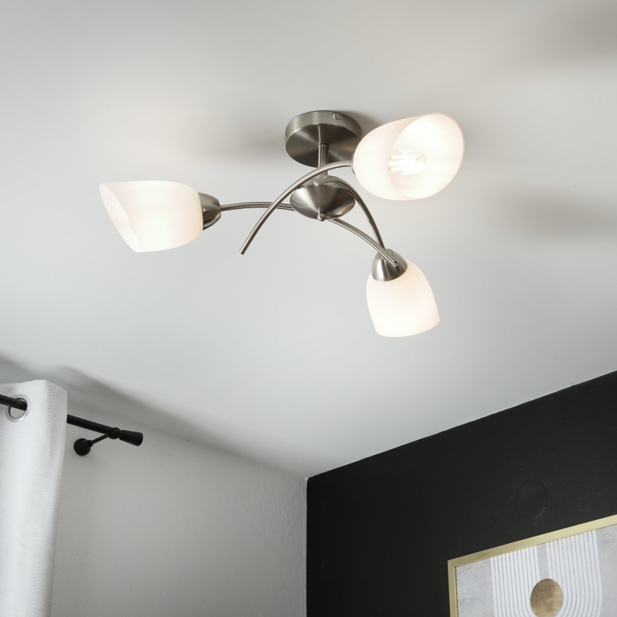 Πλαφονιέρα οροφής DONNA 3xE27/60W/230V νίκελ
