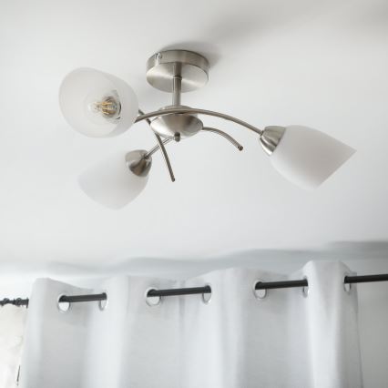 Πλαφονιέρα οροφής DONNA 3xE27/60W/230V νίκελ