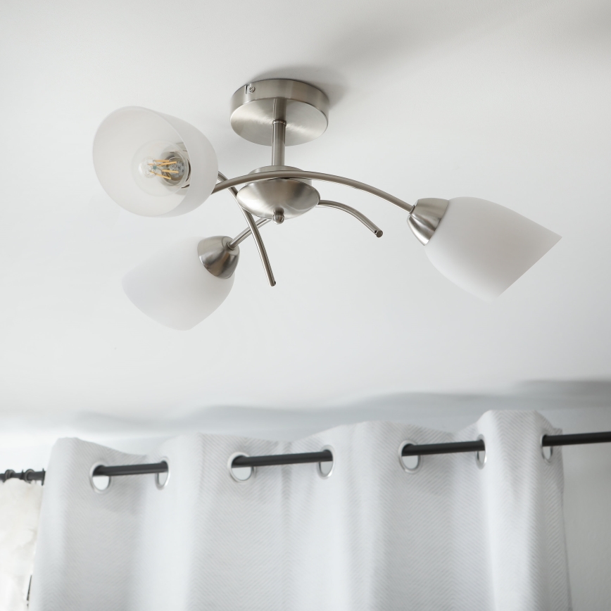 Πλαφονιέρα οροφής DONNA 3xE27/60W/230V νίκελ