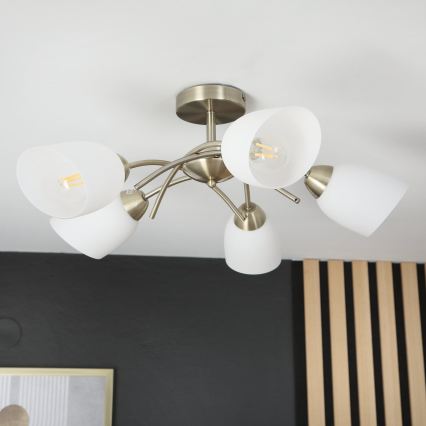 Πλαφονιέρα οροφής DONNA 5xE27/60W/230V πατίνα
