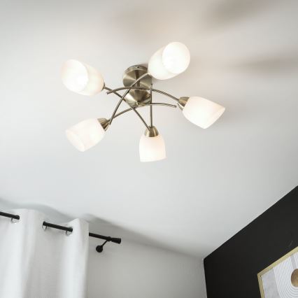 Πλαφονιέρα οροφής DONNA 5xE27/60W/230V πατίνα