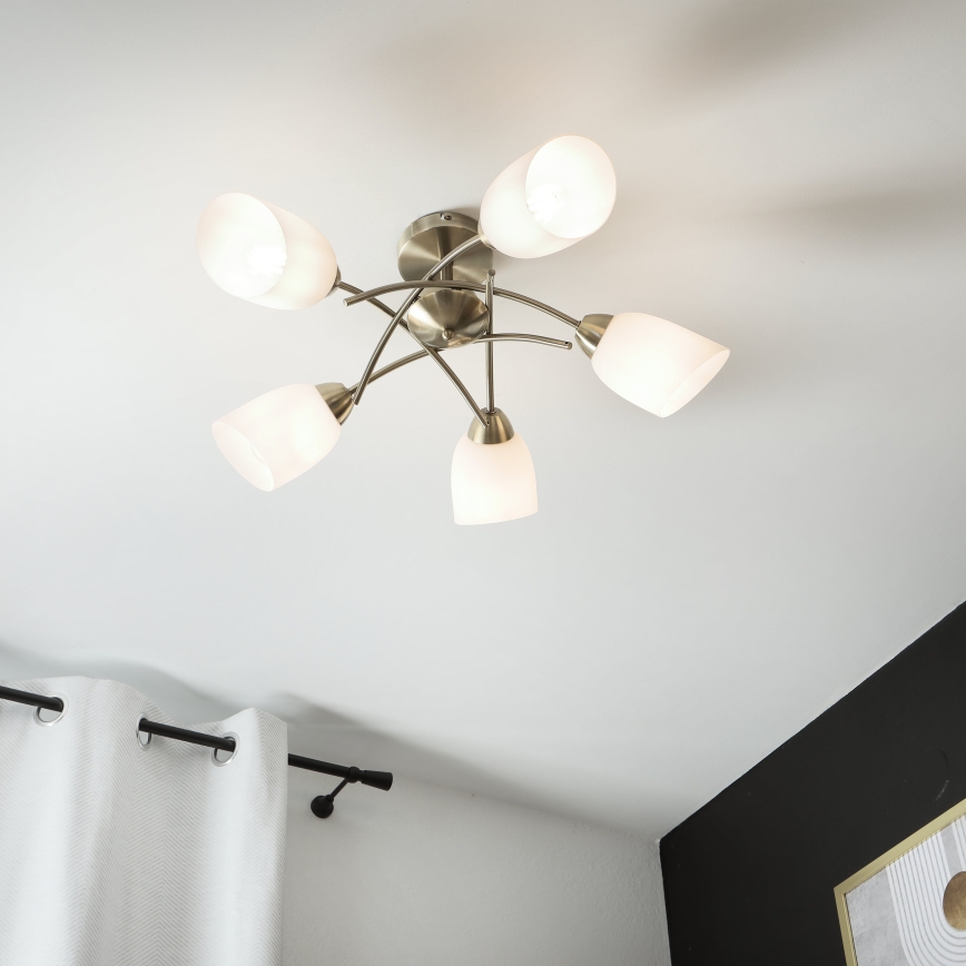 Πλαφονιέρα οροφής DONNA 5xE27/60W/230V πατίνα