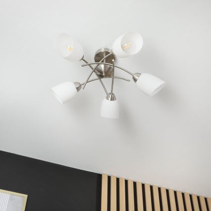 Πλαφονιέρα οροφής DONNA 5xE27/60W/230V νίκελ