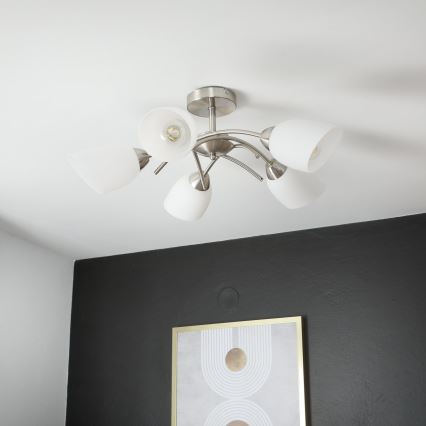 Πλαφονιέρα οροφής DONNA 5xE27/60W/230V νίκελ