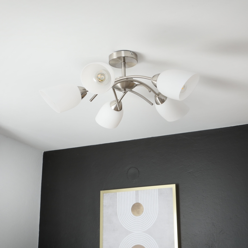 Πλαφονιέρα οροφής DONNA 5xE27/60W/230V νίκελ