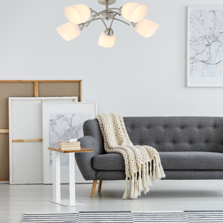 Πλαφονιέρα οροφής DONNA 5xE27/60W/230V νίκελ