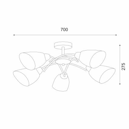 Πλαφονιέρα οροφής DONNA 5xE27/60W/230V νίκελ