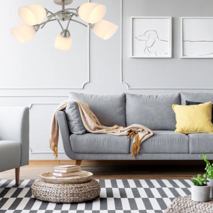 Πλαφονιέρα οροφής DONNA 5xE27/60W/230V νίκελ