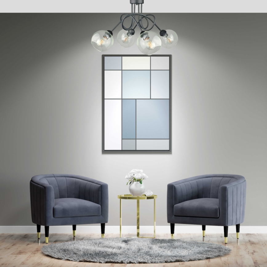 Πλαφονιέρα οροφής EVIE 4xE27/60W/230V ανθρακί/διαφανής