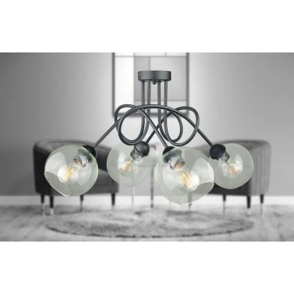 Πλαφονιέρα οροφής EVIE 4xE27/60W/230V ανθρακί/διαφανής