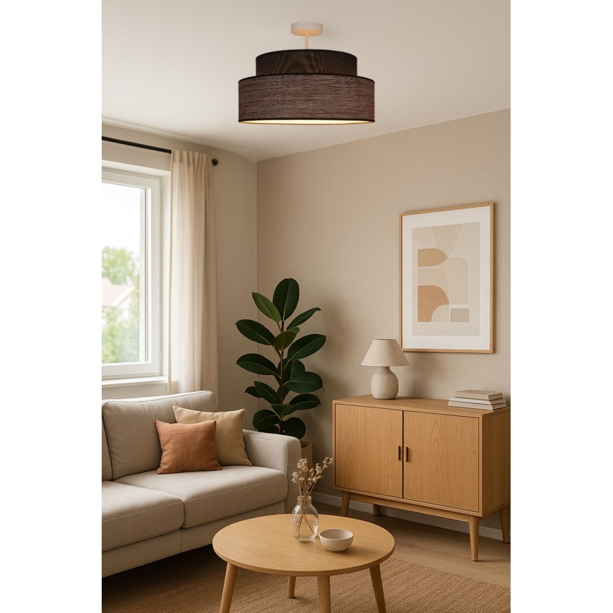 Πλαφονιέρα οροφής GRACE 1xE27/60W/230V διάμετρος 40 cm καφέ/μπεζ