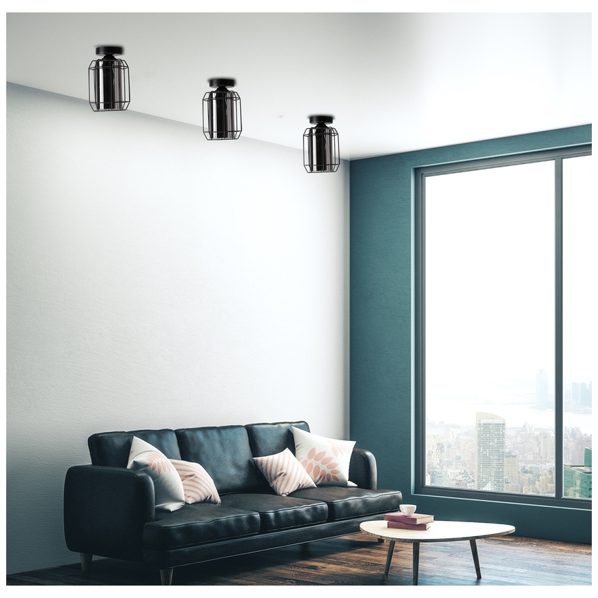 Πλαφονιέρα οροφής JONERA 1xE27/40W/230V μαύρο