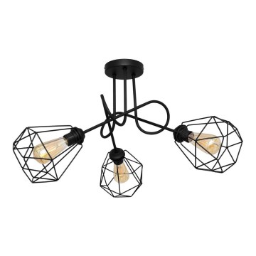 Πλαφονιέρα οροφής KARO 3xE27/15W/230V μαύρο