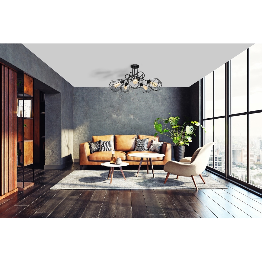 Πλαφονιέρα οροφής KARO 5xE27/15W/230V μαύρο