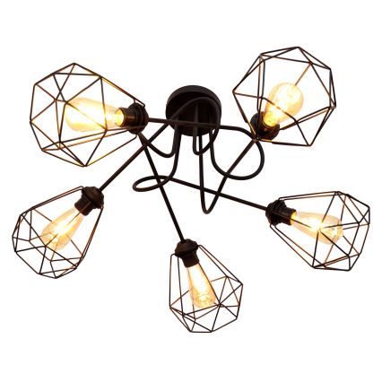 Πλαφονιέρα οροφής KARO 5xE27/15W/230V μαύρο