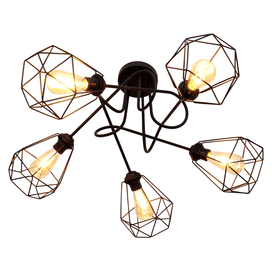 Πλαφονιέρα οροφής KARO 5xE27/15W/230V μαύρο