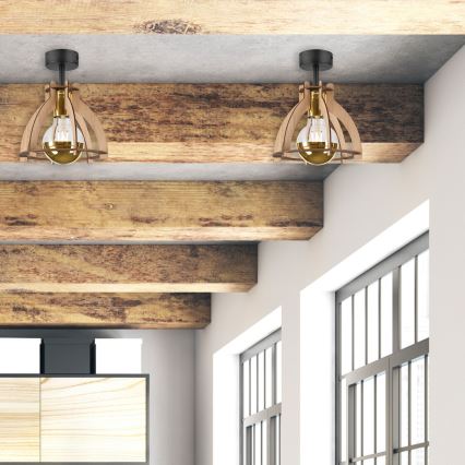 Πλαφονιέρα οροφής LANDO 1xE27/15W/230V διάμετρος 21 cm δρυς