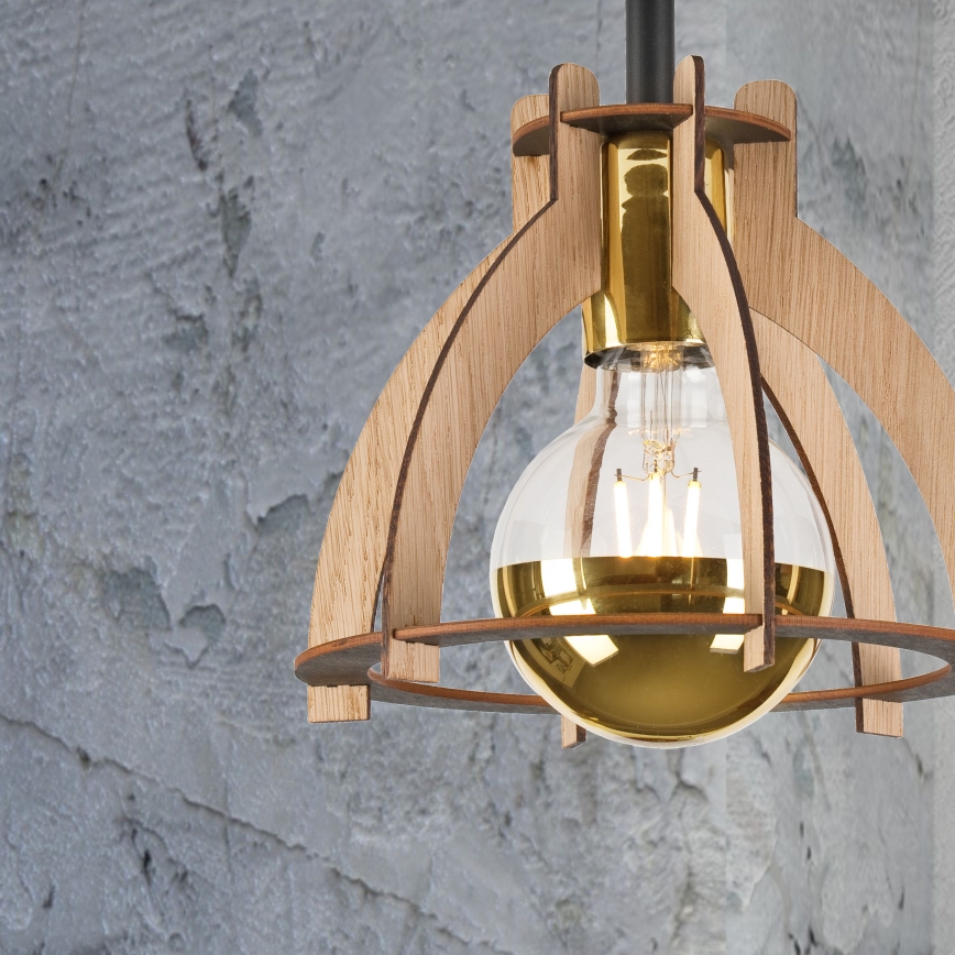 Πλαφονιέρα οροφής LANDO 1xE27/15W/230V διάμετρος 21 cm δρυς