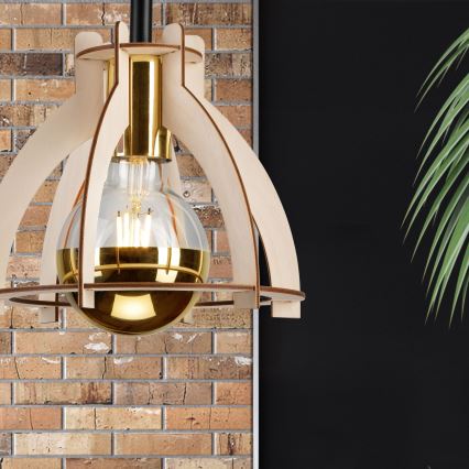 Πλαφονιέρα οροφής LANDO 1xE27/15W/230V διάμετρος 21 cm οξιά