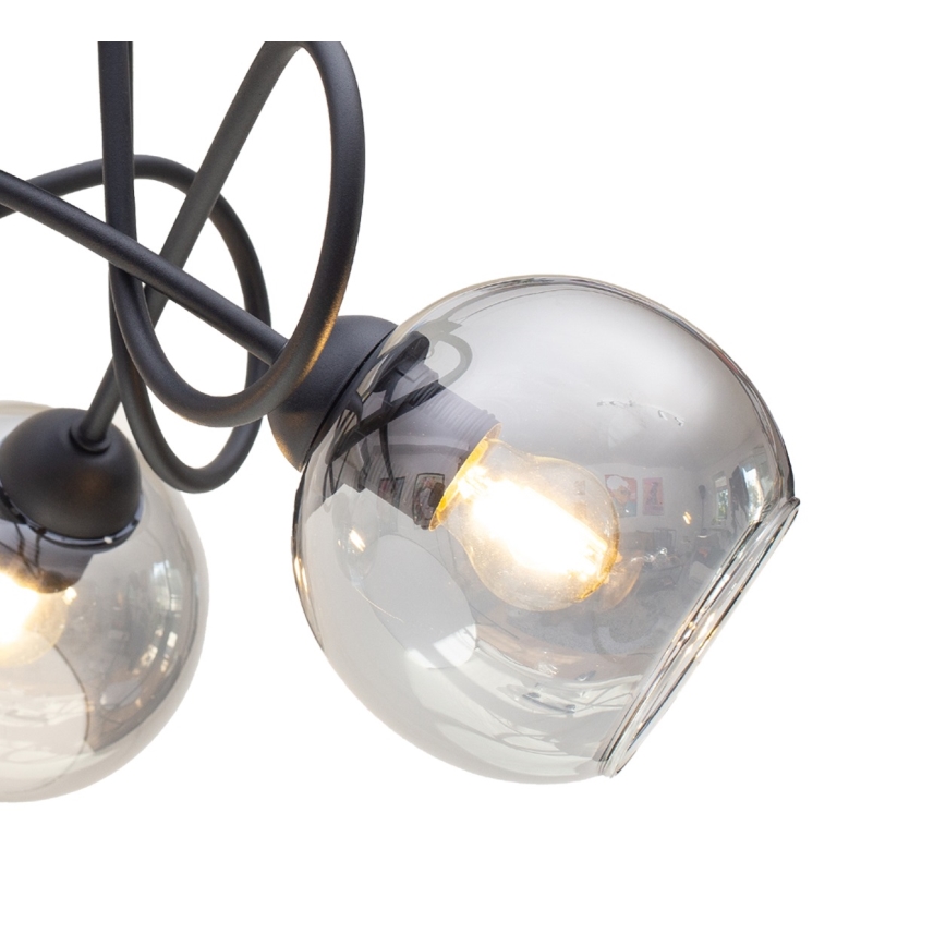 Πλαφονιέρα οροφής LATIL 5xE27/60W/230V μαύρο