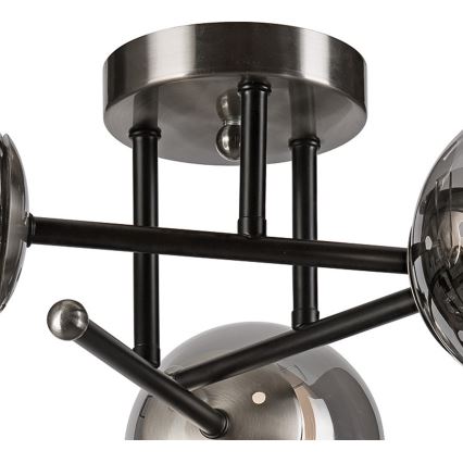 Πλαφονιέρα οροφής MALENA 3xE14/5W/230V μαύρο/φιμέ