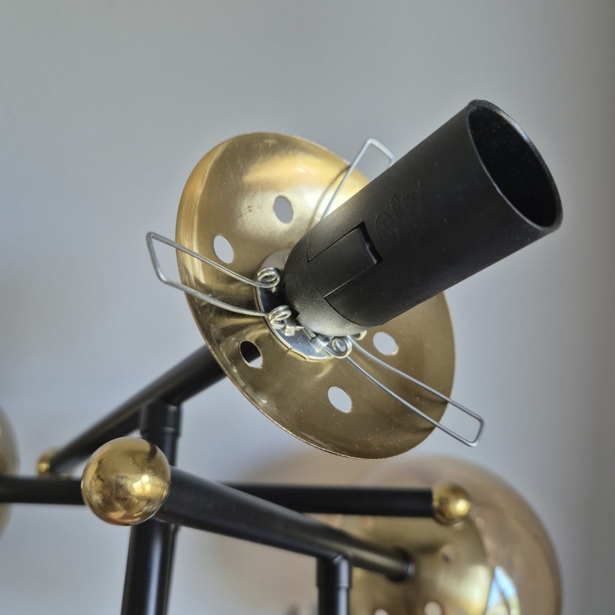 Πλαφονιέρα οροφής MALENA 3xE14/5W/230V χρυσό/μαύρο/φιμέ μπεζ