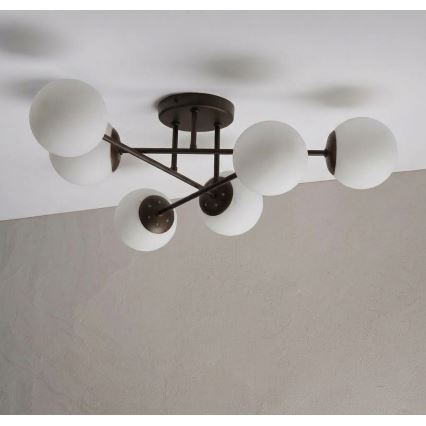 Πλαφονιέρα οροφής MALENA 6xE14/5W/230V καφέ/λευκό