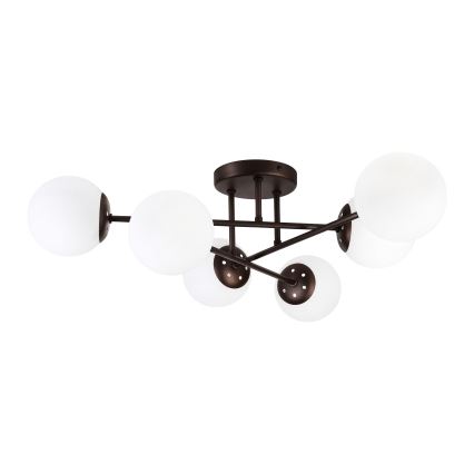 Πλαφονιέρα οροφής MALENA 6xE14/5W/230V καφέ/λευκό
