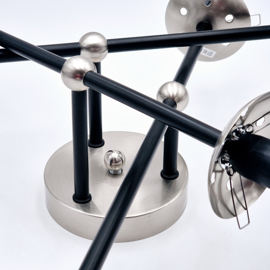 Πλαφονιέρα οροφής MALENA 6xE14/5W/230V ματ χρώμιο/φιμέ