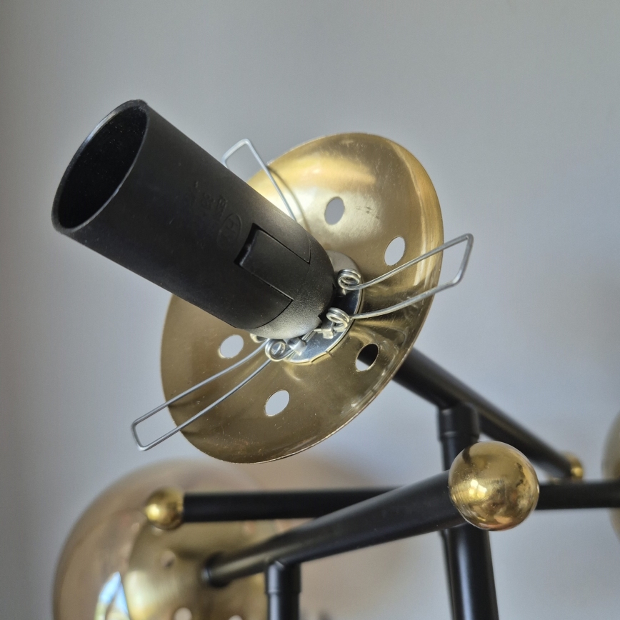 Πλαφονιέρα οροφής MALENA 6xE14/5W/230V χρυσό/μαύρο/φιμέ μπεζ