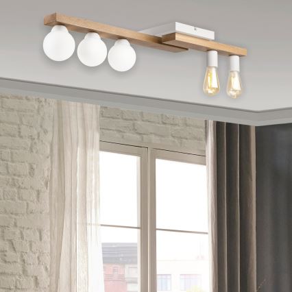 Πλαφονιέρα οροφής MATTE 2xE27/15W/230V + 3xG9/5W/230V λευκό/δρυς