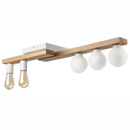 Πλαφονιέρα οροφής MATTE 2xE27/15W/230V + 3xG9/5W/230V λευκό/δρυς