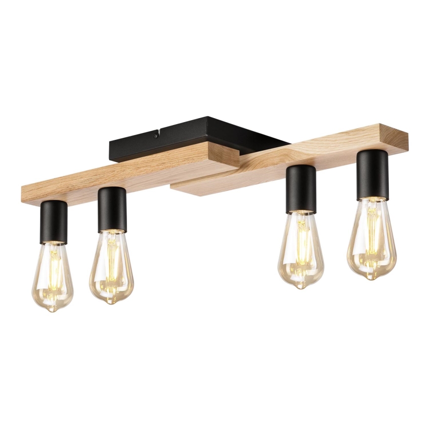 Πλαφονιέρα οροφής MATTE 4xE27/15W/230V μαύρο/δρυς