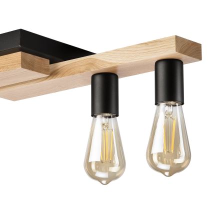 Πλαφονιέρα οροφής MATTE 4xE27/15W/230V μαύρο/δρυς