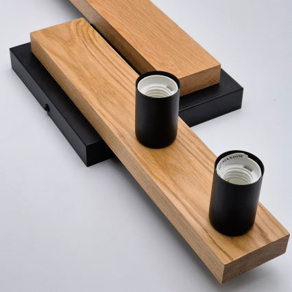 Πλαφονιέρα οροφής MATTE 4xE27/15W/230V μαύρο/δρυς