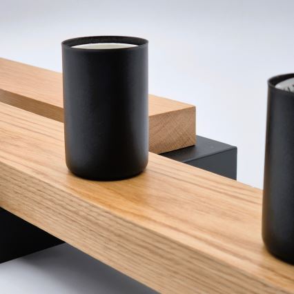 Πλαφονιέρα οροφής MATTE 4xE27/15W/230V μαύρο/δρυς