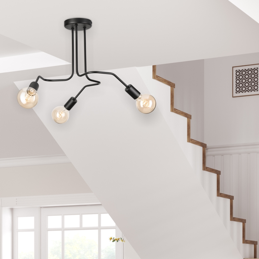 Πλαφονιέρα οροφής MATYLDA 3xE27/60W/230V μαύρο