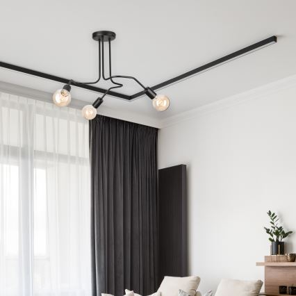 Πλαφονιέρα οροφής MATYLDA 3xE27/60W/230V μαύρο